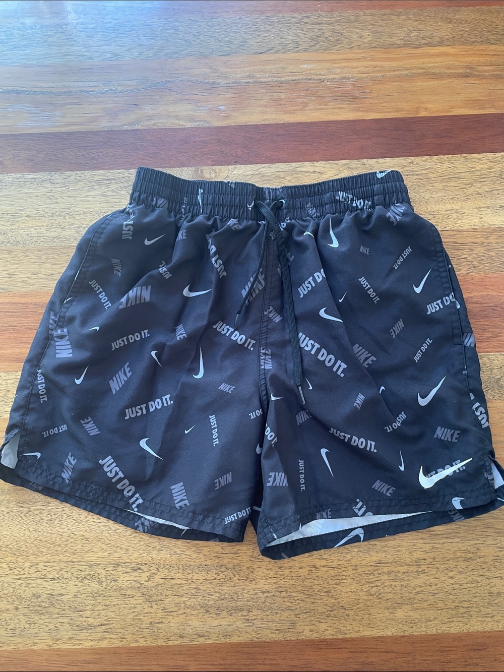 Nike Black All-Over 'Just Do It' Logo Swim Shorts